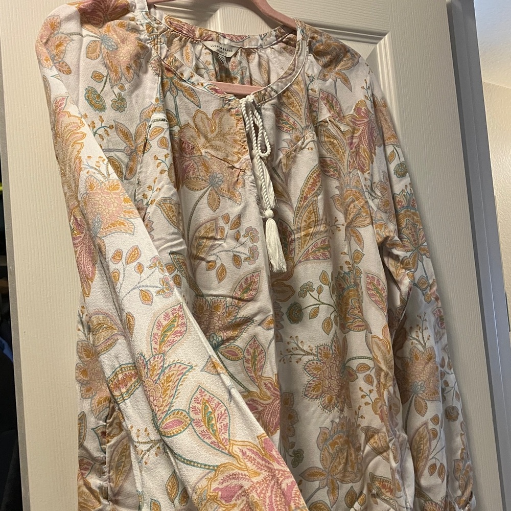 Lucky Brand Floral Blouse in Cream and Orange - Picture 4 of 9